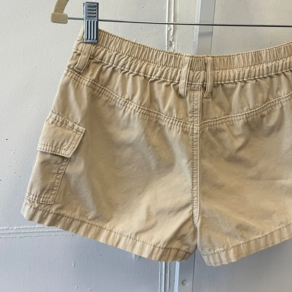 PacSun Women's‎ Low Rise E-Waist Cargo Shorts Tan Khaki Size S Contemporary Y2K - Image 4