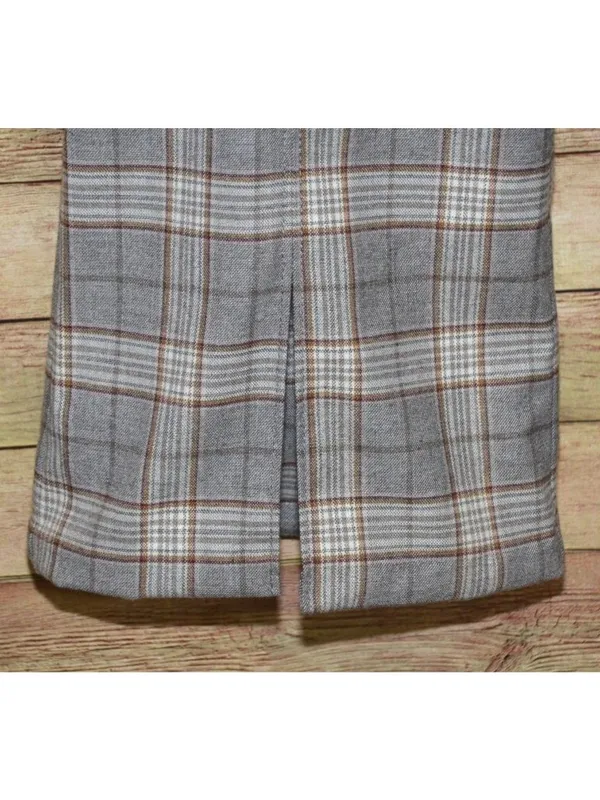 Gianni Bini Brown Plaid Straight Trousers Pants Size 12 Slit Hems Career Retro - Image 4
