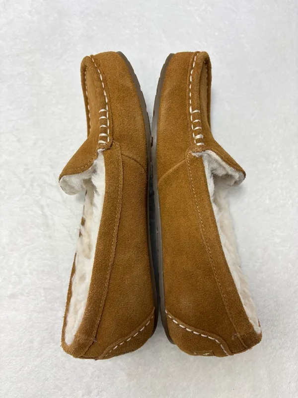 Koolaburra Chestnut Lezly Suede Moccasin Flats with Cream‎ Fur Lining Size 8 - Image 5