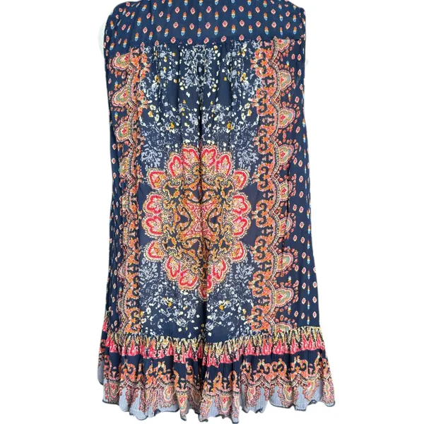 bila Boho‎ Ruffle Tank Blouse Sz M Blue Size M - Image 5