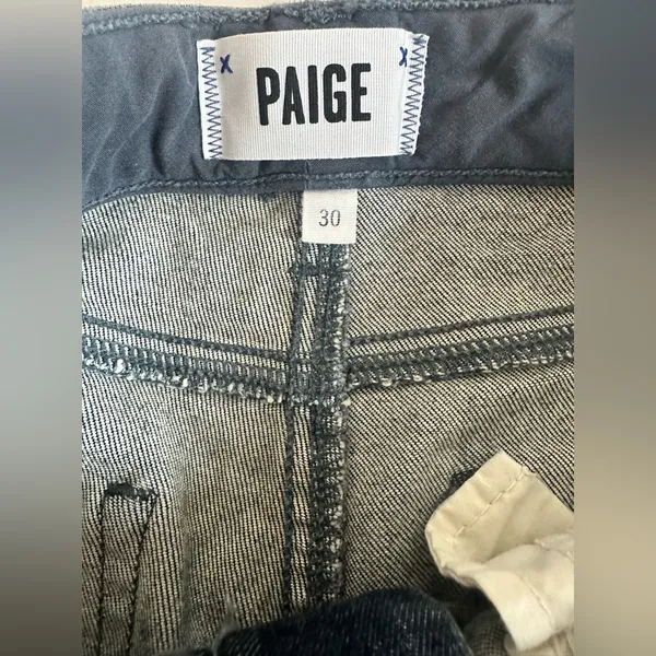 PAIGE Jeans Colette‎ Crop Flare Blue Distressed Bottom Faded Size 30 Pre-owned - Image 15