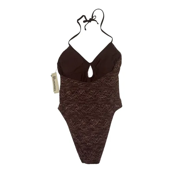 No Boundaries Brown Lace Halter One-Piece Cheeky Swimsuit Size S (4-6) NWT - Image 2