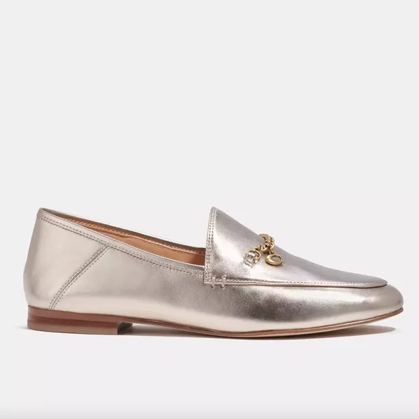 Coach Hanna Loafer Champagne and Gold Metallic Leather Shoes Size 8.5 - Image 12