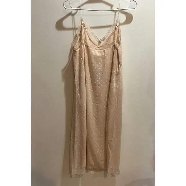 Anthropologie NWT Victorian Vintage Ethereal Women Medium Ivory Midi Slip Dress - Image 7