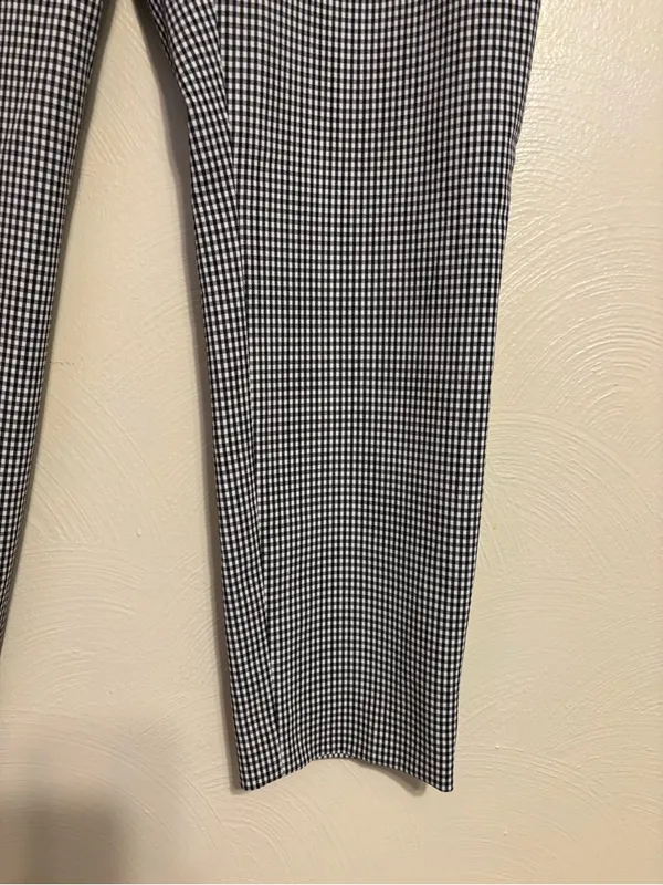White House Black Market WHBM Black White Gingham Ankle Pants Size 12 - Image 8