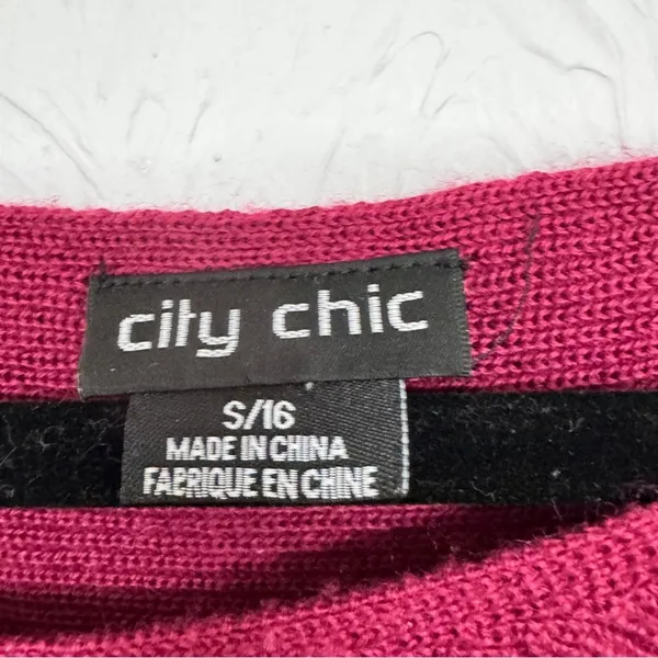 City Chic Burgundy Boat Neck Slouchy Sweater Womens 16 Boho Casual Oversized - Image 2