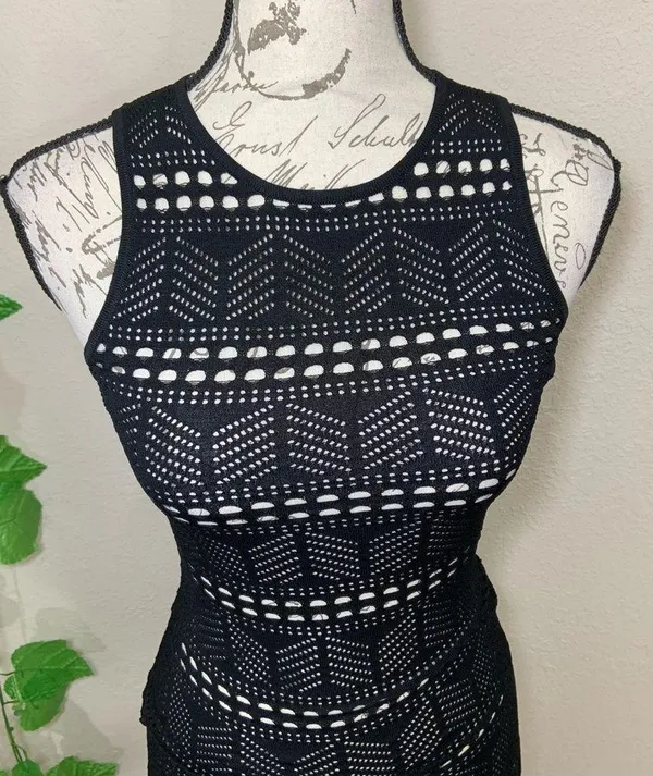 Windsor Black Lace Crochet Swim Coverup Dress New - Image 3