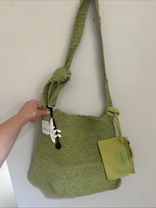 Free People Coastal Crush Matcha Green Slouchy Shoulder Bag - Image 3