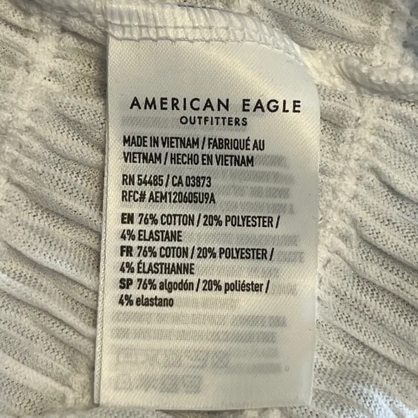 919 | NWT American Eagle Smocked Lettuce Edge Baby Tee White Womens‎ M - Image 6