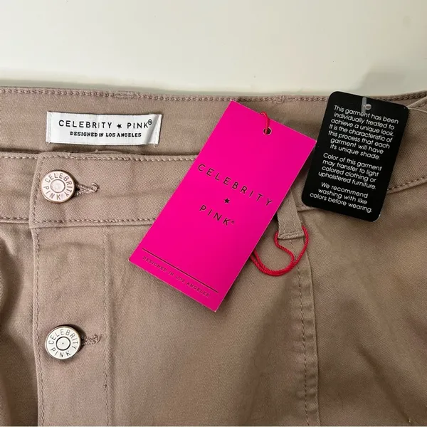 Celebrity Pink‎ Skirt A Line Mini Button Front Tan Size 9 NWT - Image 4