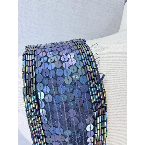 Vintage Expressions Silk Sequin Mini Dress Iridescent Blue Party Dress 12‎ - Image 11
