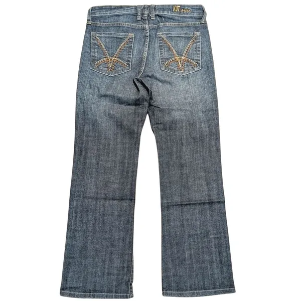 KUT From The Kloth Jeans Womens 4 Bootcut Boot Leg Stretch Dark Faded Denim Wash - Image 2