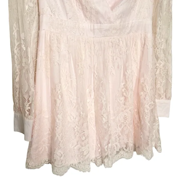 Lulus Lace Blush Pink Mini Dress Sz M - Image 5