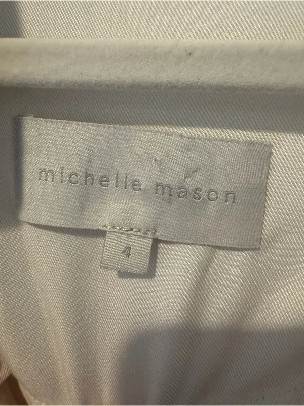 Michelle Mason Classic Ivory Belted Trench Coat | Size 4 - Image 4