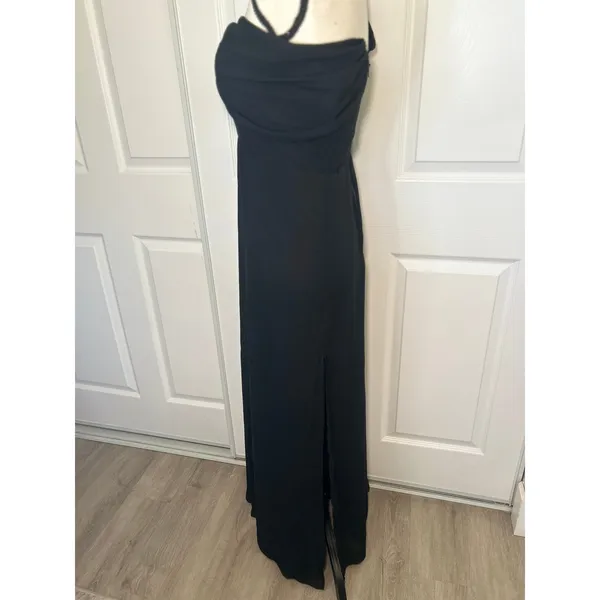 Birdy Grey Melissa Small Convertible Black Chiffon One Shoulder Bridesmaid Dress - Image 3