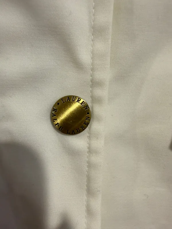 Lauren Ralph Lauren White & Gold 100% Cotton Utility Zip Jacket Women's Size L - Image 2