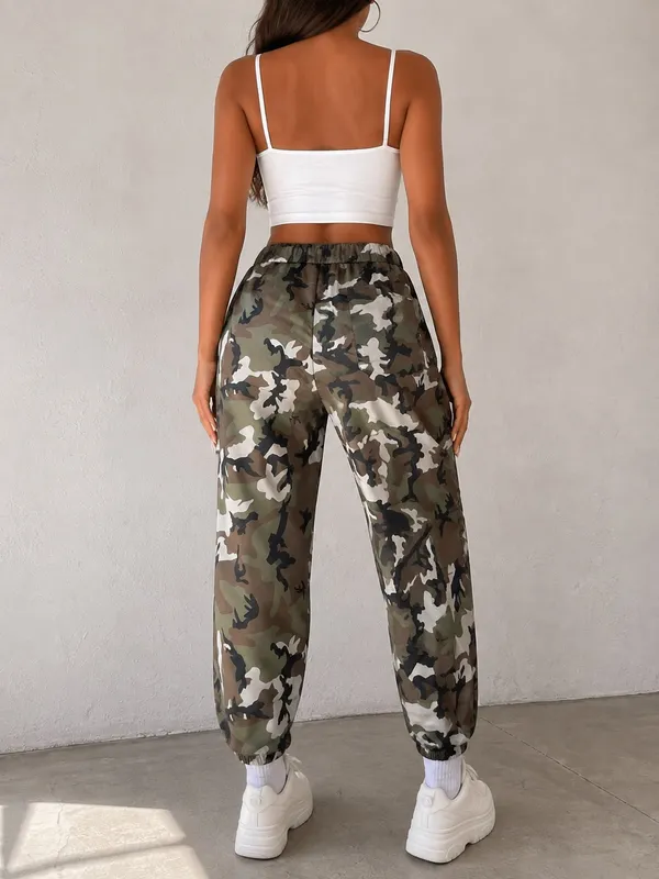 SHEIN Camo Cargo Jogger Pants Utility Buckle Belt - Image 2