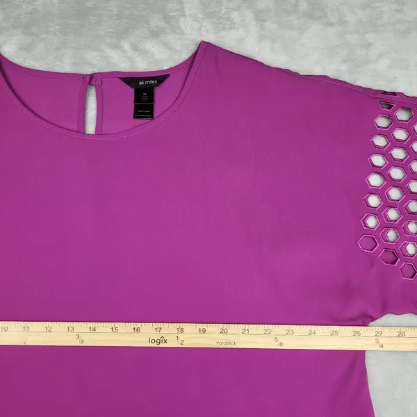 Ali Miles Women's Top Blouse Purple Short Sleeve Plus Size 1X - Image 8
