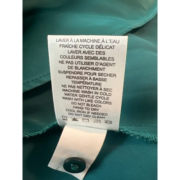 Rachel Zoe Women Teal Green Satin Long Sleeve Button Down Blouse Size M NWT - Image 5