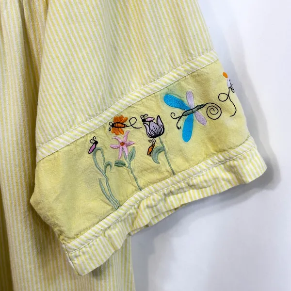 VTG Quacker Factory XL Nightgown‎ Yellow Embroidered Butterfly Cottagecore 411 - Image 9