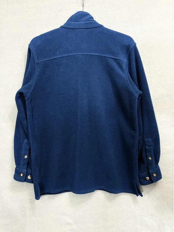 Lands' End Women’s S Blue Fleece Button Front Jacket Collared Pockets Short - Image 3