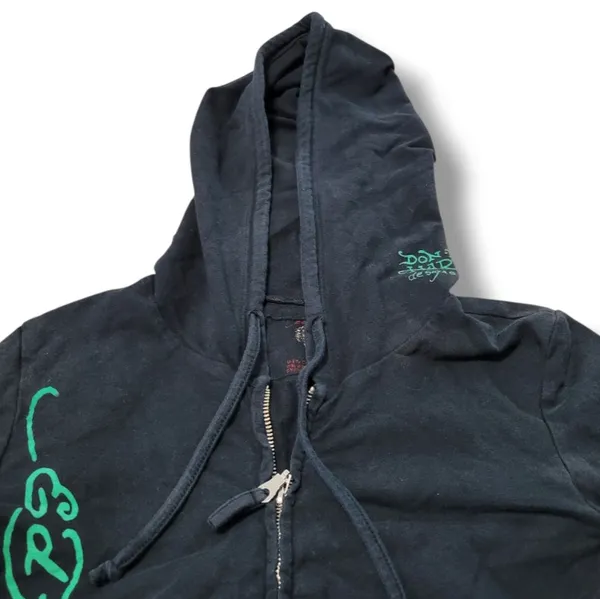 Y2k Vintage Ed Hardy Sweatshirt Small Zip Up Hoodie NYC Skull Eagle Snake Fading Faded Discoloration - Image 3