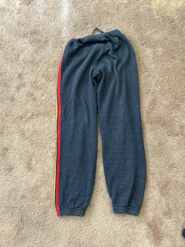 Aviator Nation Blue Rare Bandier Rainbow Stripe Sweatshirt Jogger Pants Set XS - Image 8