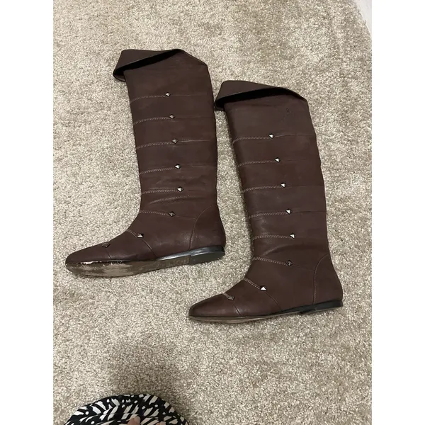 Botkier Leather Pull Up Knee Boots 38 / 7.5 Brown Leather‎ - Image 2