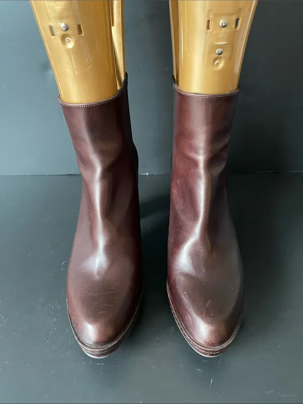 Stuart Weitzman Leather Platform Ankle Heeled Boots Booties Brown Black 6.5 - Image 2