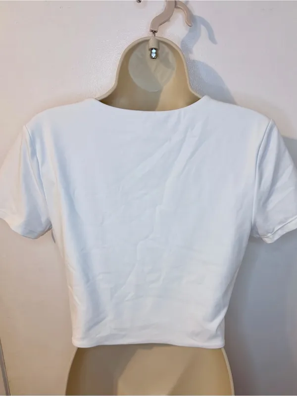 CRZ Yoga White Crop Short Sleeve Tee Workout Top Medium - Image 6