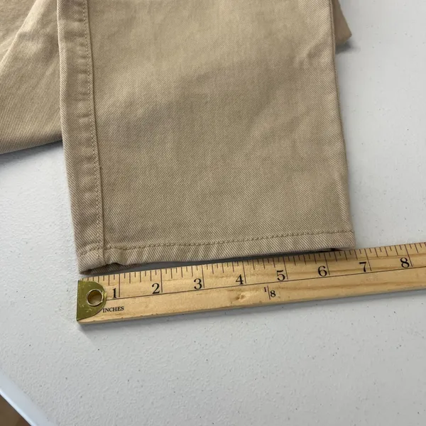 H&M Loose Mom Jeans Womens 12 Beige‎ Denim Cotton Logo Slim Fit High Waist New - Image 14