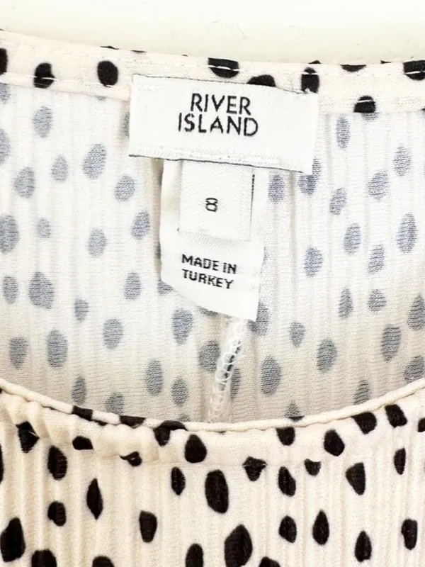 RIVER ISLAND Cream with Black Polka Dots Midi Dress 8 - Image 3