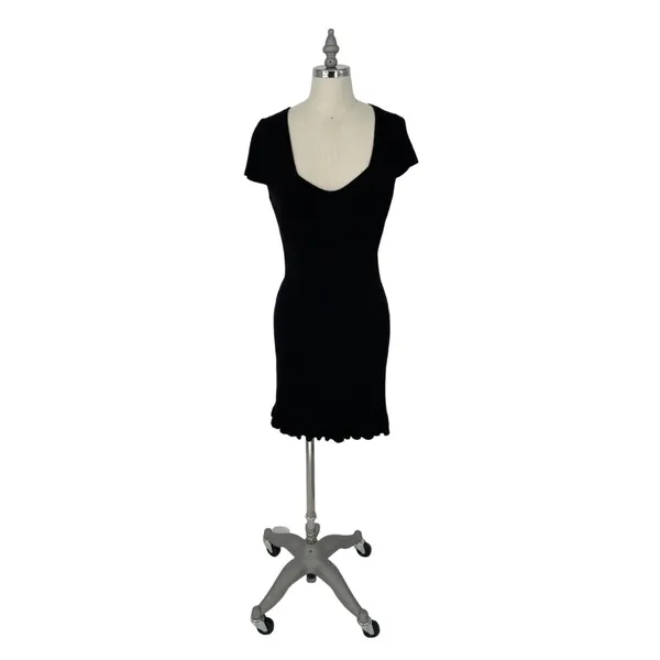 French Connection‎ | Women’s Black Mathilda Knit Ribbed Minidress L $148.00 - Image 3