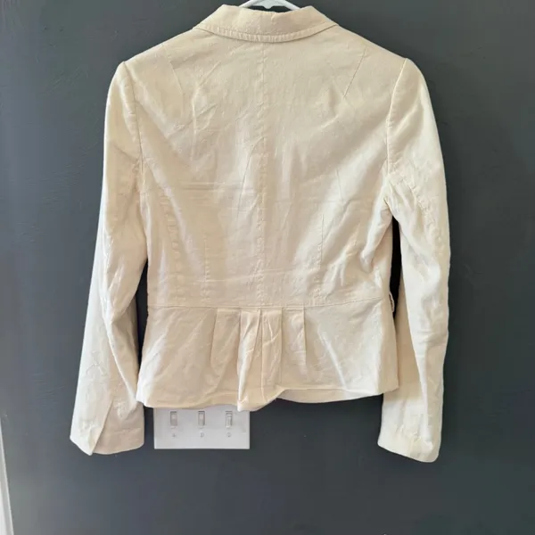 Banana Republic Womens Cream Flax Blend 2 Button Blazer Jacket Size 4 Lagen‎ - Image 6