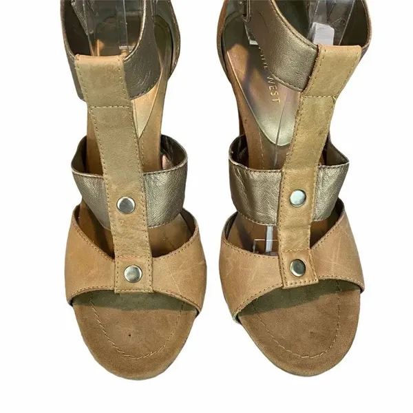 Nine West Leather strappy heeled sandals size 8 - Image 3