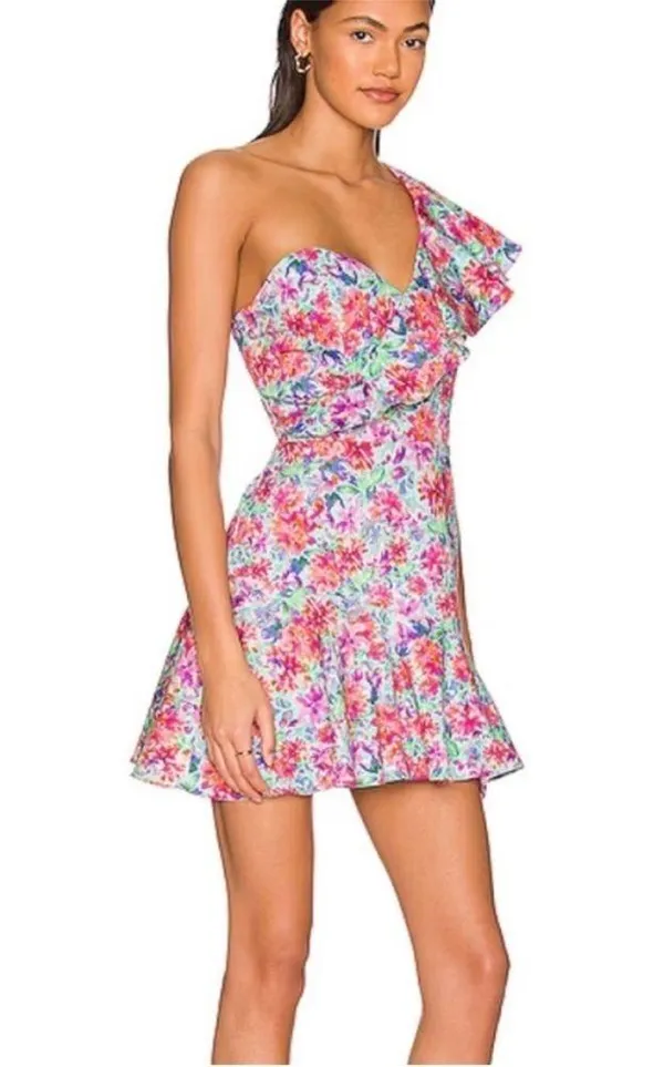 Amanda Uprichard x Revolve Mckinnon one shoulder floral mini dress in formosa S - Image 3
