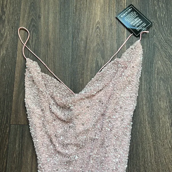 Retrofete Sequin Beaded Pink Dress - Image 3