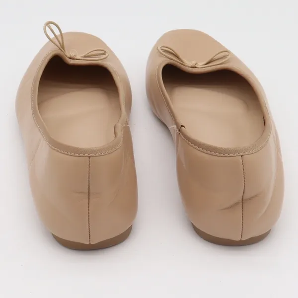 Feetsing Ballet Flat Womens 9 Round Toe Bow Accent Tan Nude Slip On Excellent - Image 4