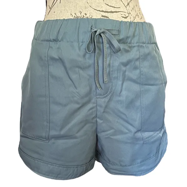 Zenana Blue Gray Drawstring Shorts Size X-Large - Image 4