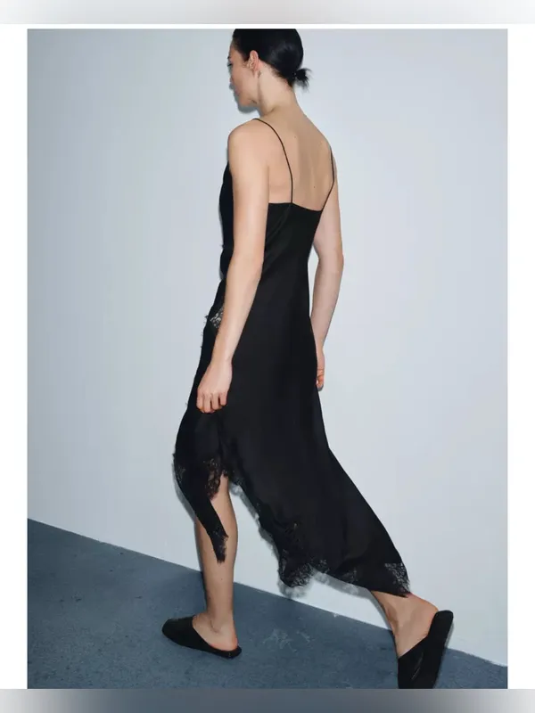 Zara ZW collection satin lace dress‎ - Image 3