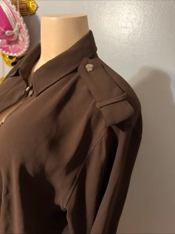 ZARA Women's Brown Button-Down Shirt with Epaulet Detail - Image 2