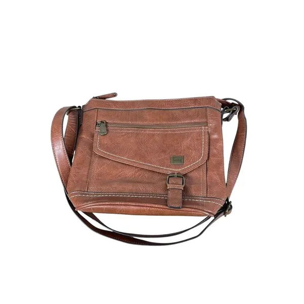 b.ø.c Born Concept Cognac Brown Faux Leather Crossbody Bag Messenger Purse - Image 4