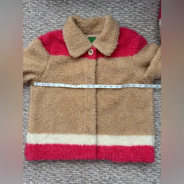 Anthropologie Color block Sherpa Jacket with Pink,‎ Tan, and Cream Medium - Image 8