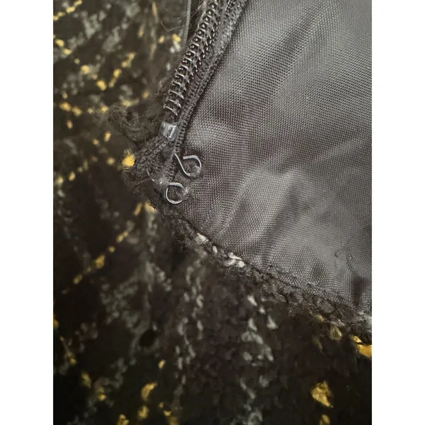 Ann Taylor LOFT Black Yellow Plaid Boucle‎ Tweed Mini Skirt Lined Size 6 - Image 3