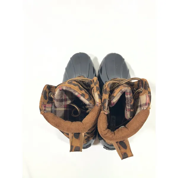 Jessica Carlyle GAVIN-17L Leopard Print Duck‎ Boots Women 7.5 Black Brown Snow - Image 10