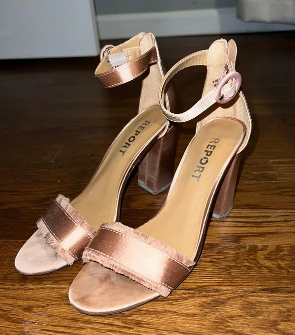Lulus Blush Satin Ankle Strap Heels - Image 8