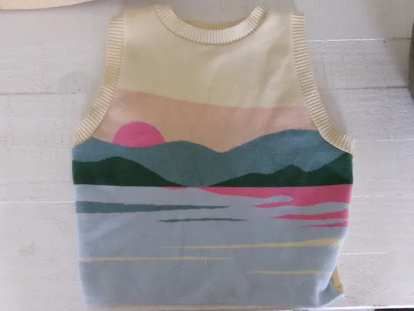 Dry Goods Pastel Sunset Graphic Cropped Knit Tank - Image 2