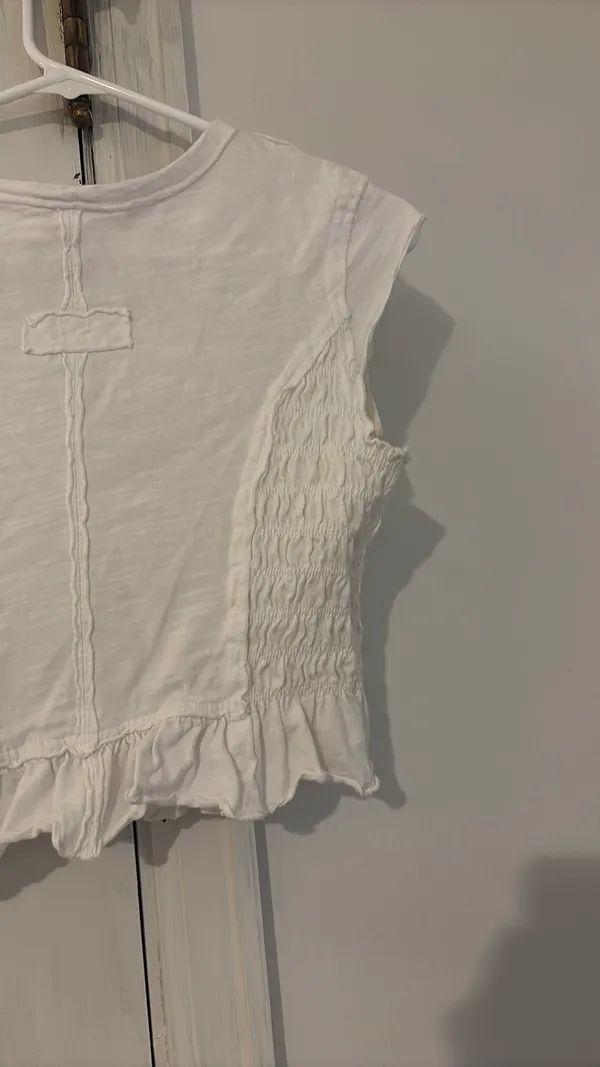 Cap Sleeve Smocked Shirt Ruffle Hem  - Image 6
