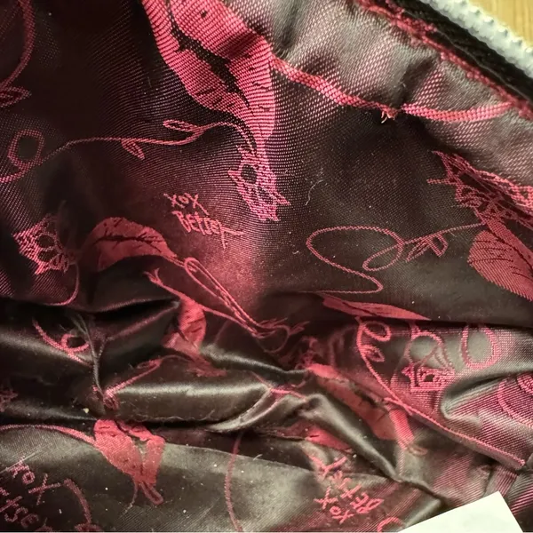 Betsey Johnson Small Mini Satchel Bag Shoulder Strap Black Pink Quilted‎ Heart - Image 6