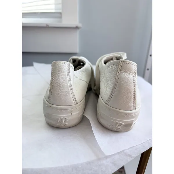 Paul Green White Pebbled Leather Lace Up Platform Sneakers US 7 - Image 4
